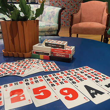 Playing cards on a table.