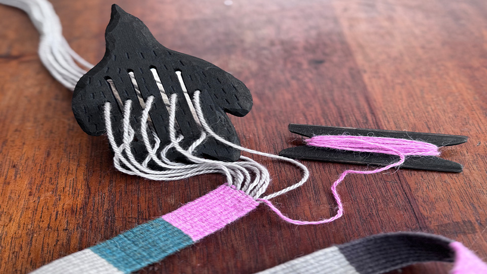 a colorful woven band