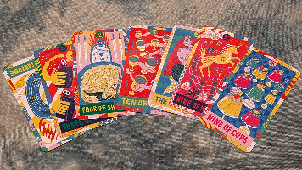 tarot cards laid out on a table