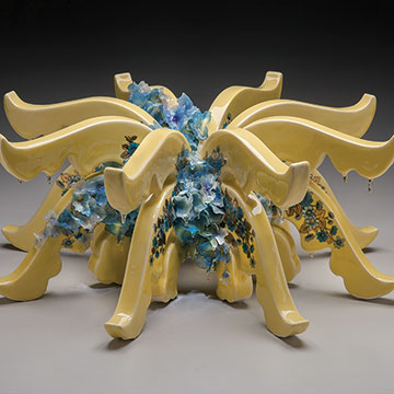 Rain Harris, Bloom, 2011, Porcelain, resin and silk flowers 