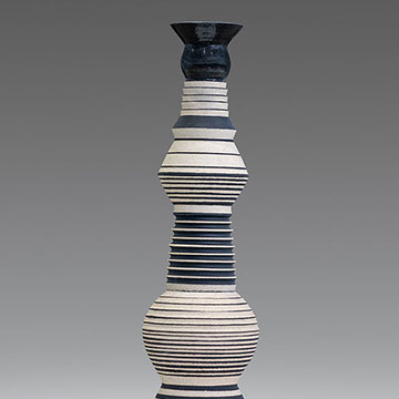 Shane Lutzk, Large Black and White Vessel, 2019, Clay, 49 x 19 x 19"