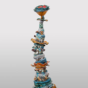 Karla Lieberman, Tower #6, 2002, Ceramic and glaze, 35 x 12 x 12"