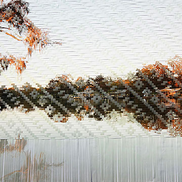 Sarah Sense, Stillness on the Bayou, 2018, Woven archival inkjet prints on bamboo and rice paper, wax, 32 x 48"