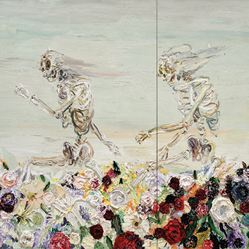 Allison Schulnik, Skipping Skeletons, 2008, Oil on canvas