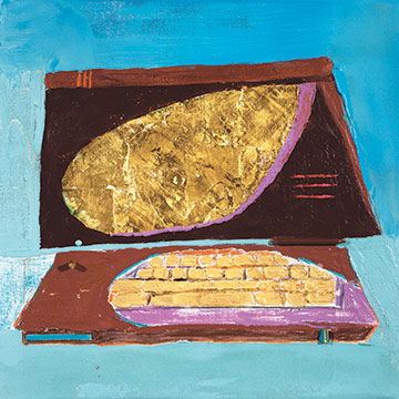 Andrzej Zielinski, 6^§?, 2005, Encaustic and gold leaf on canvas on panel 