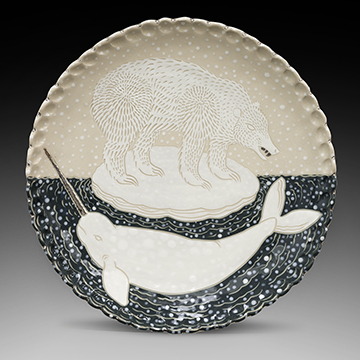 Sue Tirrell, Dazzling Beasts Adrift in the Arctic (Serving Platter), 2017