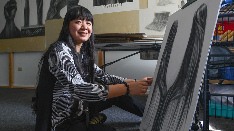 Hong Chun Zhang at her home studio.