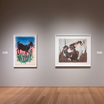 works by Davin Watne, Wangechi Mutu, and Rashawn Griffin