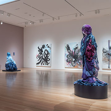 3 Shinique Smith sculptures and four of her paintings at the Nerman Museum