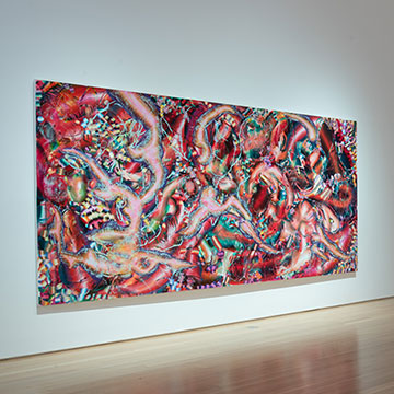 two paintings by Lauren Quin on display at the Nerman