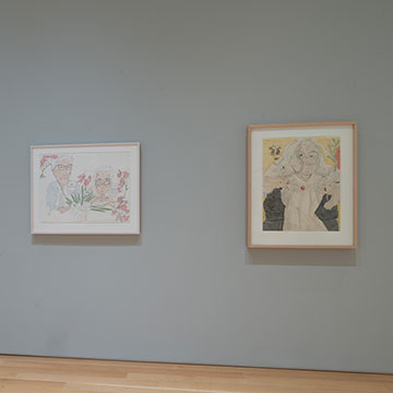 Elizabeth Layton works on display at the Nerman Museum