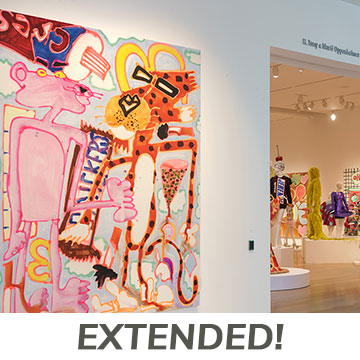 entrance to the Jeremy Scott and Katherine Bernhardt exhibition at the Nerman Museum