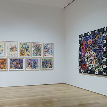 a view of the gallery displaying basil Kincaid's work at the Nerman Museum of Contemporary Art
