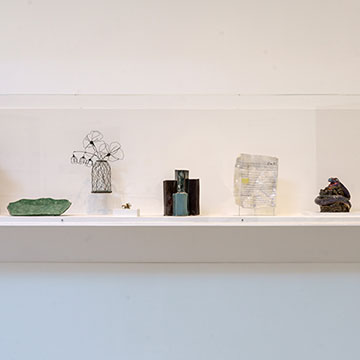 ceramic and sculptural pieces on display at the 2025 shooting stars exhibition at the Nerman Museum of contemporary art