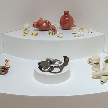 Sculptures on display at the Nerman Museum of Contemporary Art by Linda Lighton.