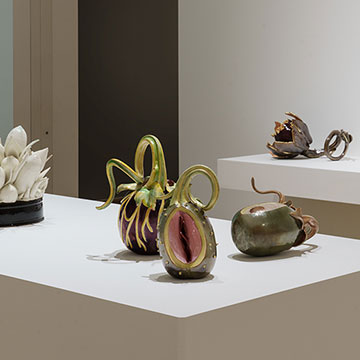 Sculptures created by Linda Lighton on display a the Nerman Museum of Contemporary Art.