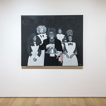 three paintings by Michael Brantley on display at the Nerman